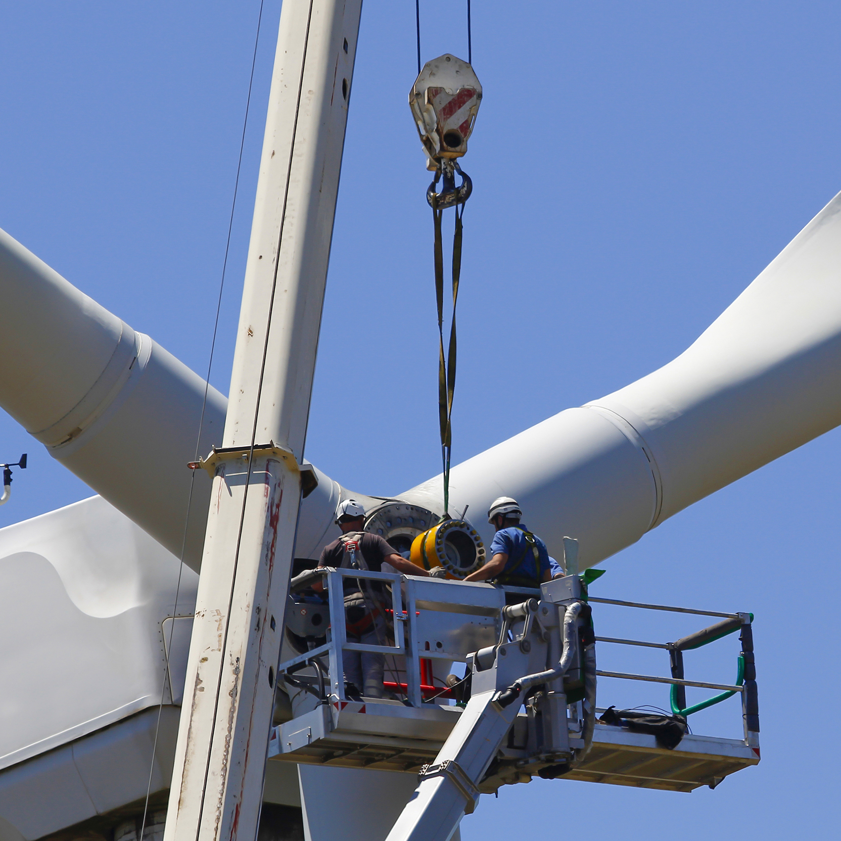 Wind,Turbine,Being,Repaired,,Assisted,By,Crane,And,Elevator